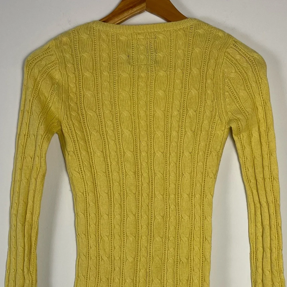 Vintage‎ Y2K American Eagle Sweater Women XSmall Cable Knit V Neck Slim Longline - Picture 7 of 10